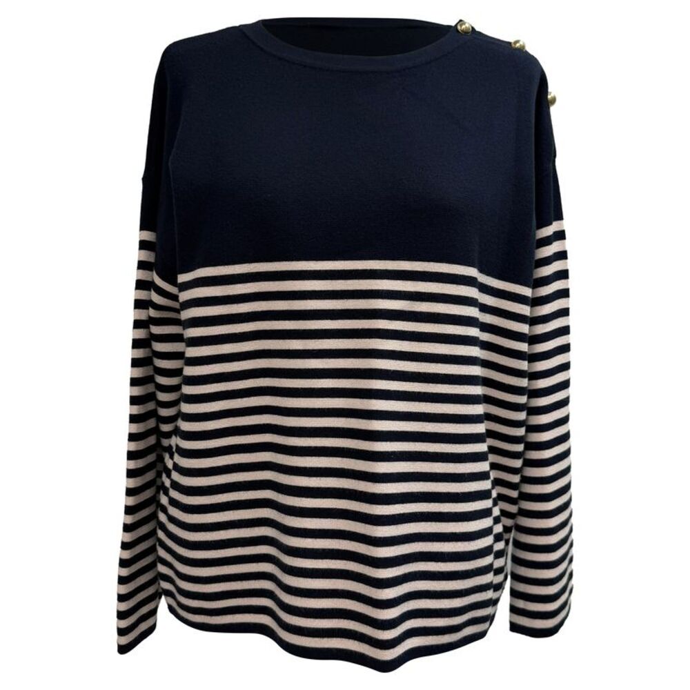Max Mara Studio Striped Jumper in Navy Blue Viscose